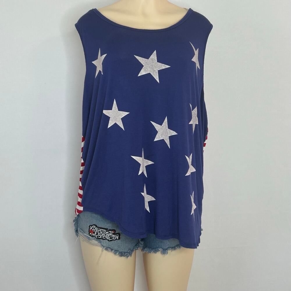 Epilogue Americana Flag Print Oversized Tank Top 3X Patriotic Stars Stripes